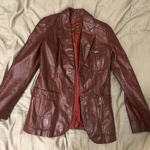 Vintage Etienne Aigner Oxblood Leather Blazer in Size 10